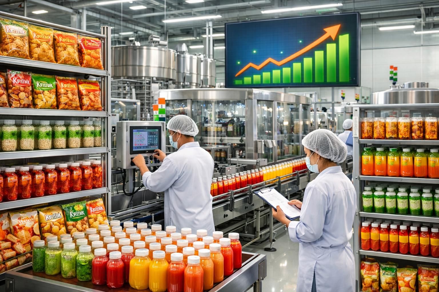 industri makanan dan minuman indonesia mengalami pertumbuhan produksi yang signifikan, memperkuat posisi pasar domestik dan ekspor dengan inovasi dan kualitas tinggi.