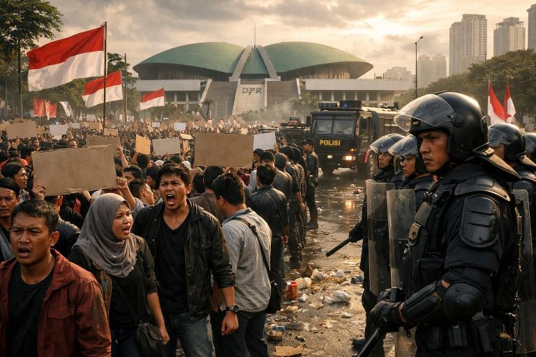 ketegangan meningkat di indonesia dengan protes besar-besaran menentang kekerasan polisi dan perilaku kontroversial anggota dpr. temukan perkembangan terbaru dan dampaknya.
